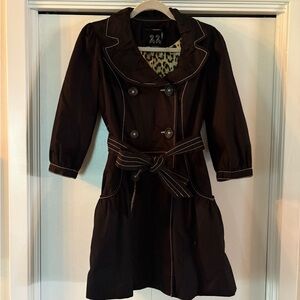 Black Double-Breasted Trench Coat with Belt